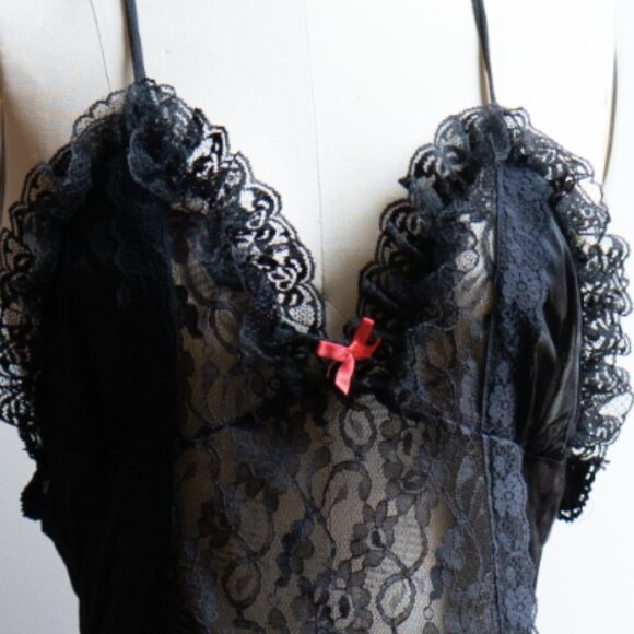 Vintage Stroke of Midnight Lace Top Lingerie Dress - Picture 2 of 5